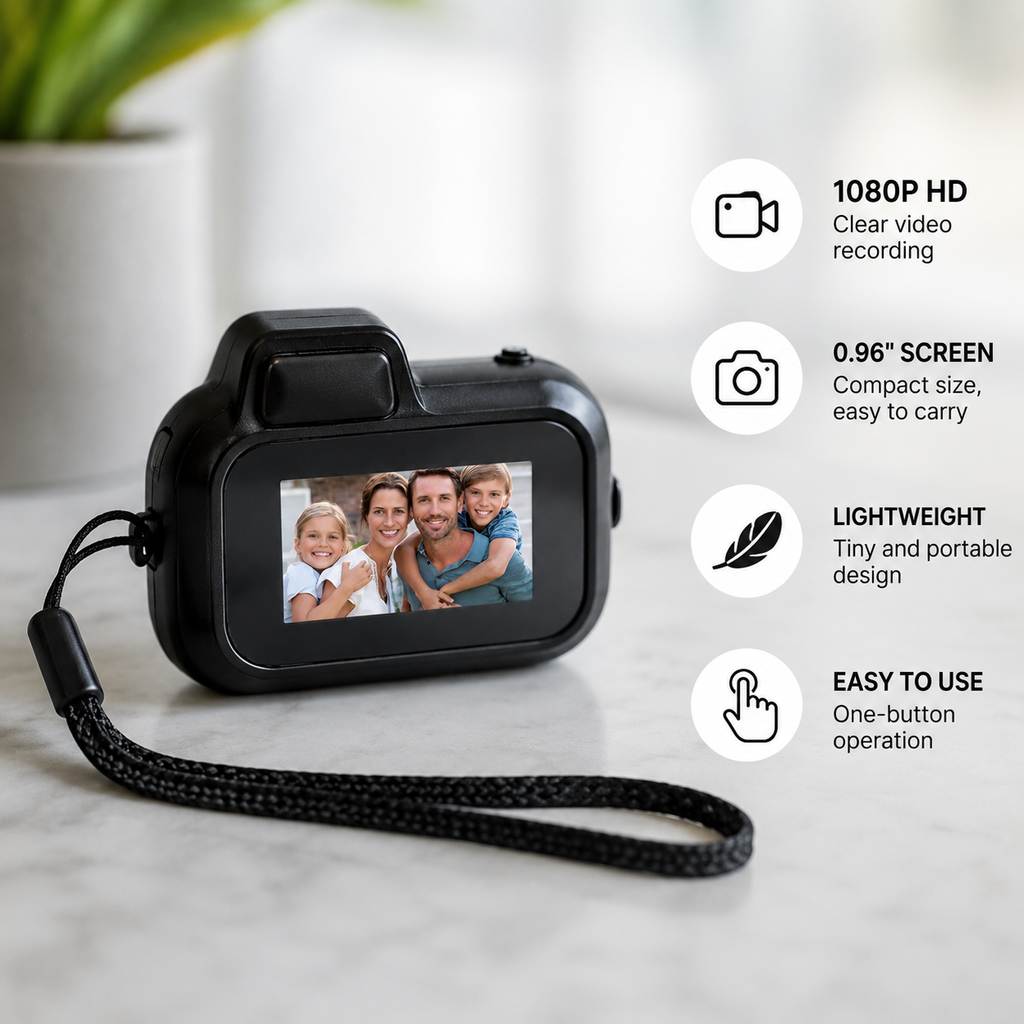 Mini Keychain Camera1080P 2MP Mini Body Camera, Portable Micro Video Camcorder with 0.96Inch Display for Kids Students Travel VYRONX®