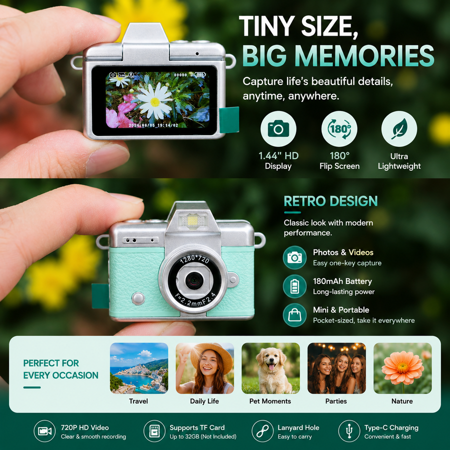 Vyronx™ Retro Mini Camera – Capture Every Moment Anywhere VYRONX®